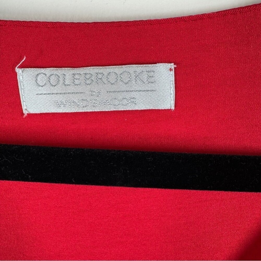 Colebrooke by Windsmoor Red Floral Stripe Poncho Blouse Size Small Sheer Overlay - Picture 6 of 12